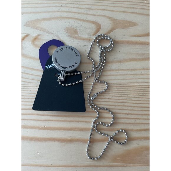 Megablitz Silver Ball Chain Necklace W/ Blank Pendant For Personalization - Picture 2 of 3